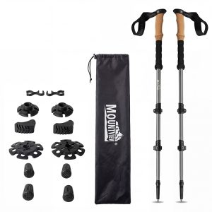 Mountview 2 Pcs Hiking Trekking Poles Walking Stick Adjustable Lightweight Grey